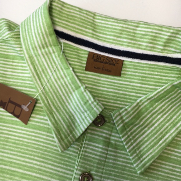 Big Sky Outfitters Green Striped Polo Short Sleeve - Picture 2 of 8
